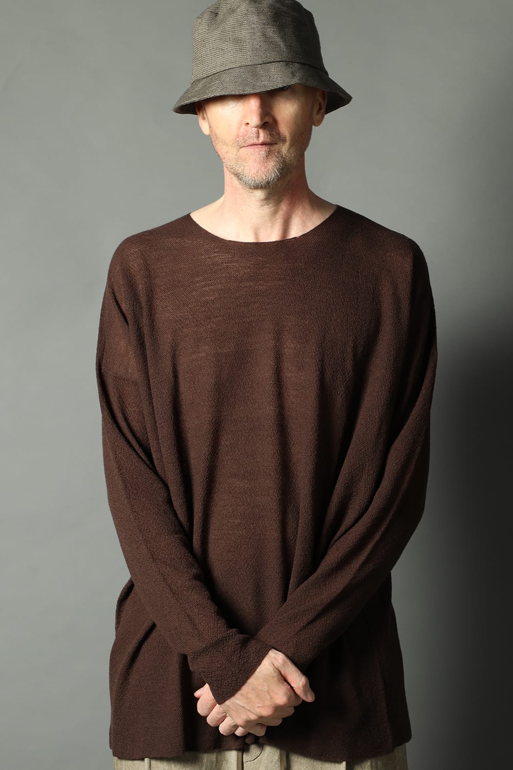 ルーズフィット ロングスリーブ メリノウール  ダークブラウン