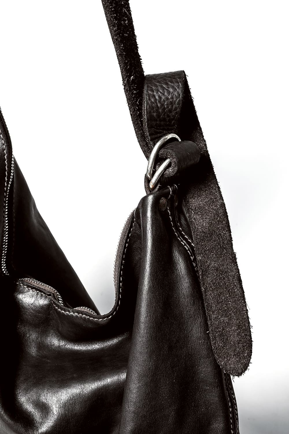 Round Zip Shoulder Bag Soft Horse Full Grain Leather-SZ01 CV60T