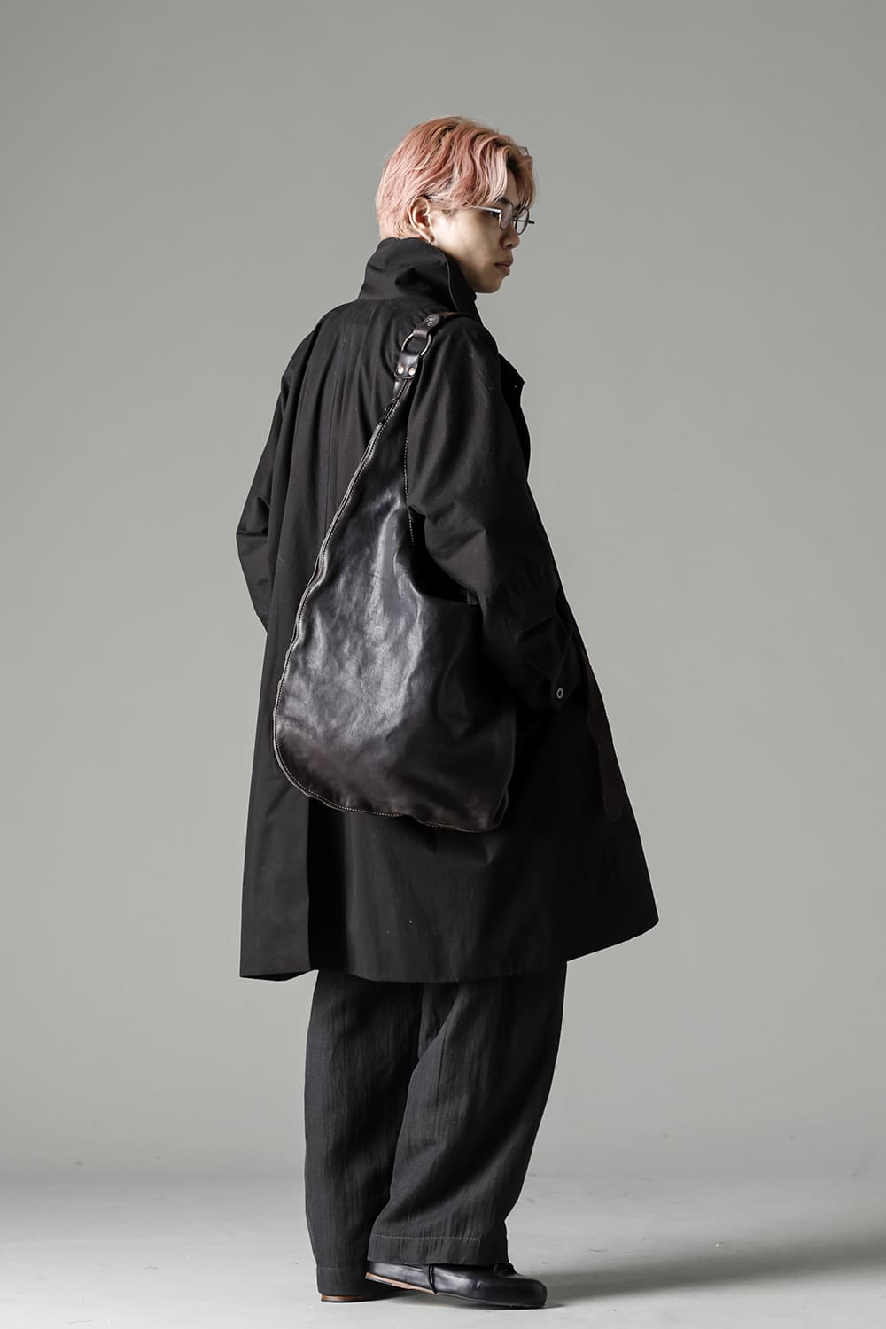 Round Zip Shoulder Bag Soft Horse Full Grain Leather-SZ01 CV60T