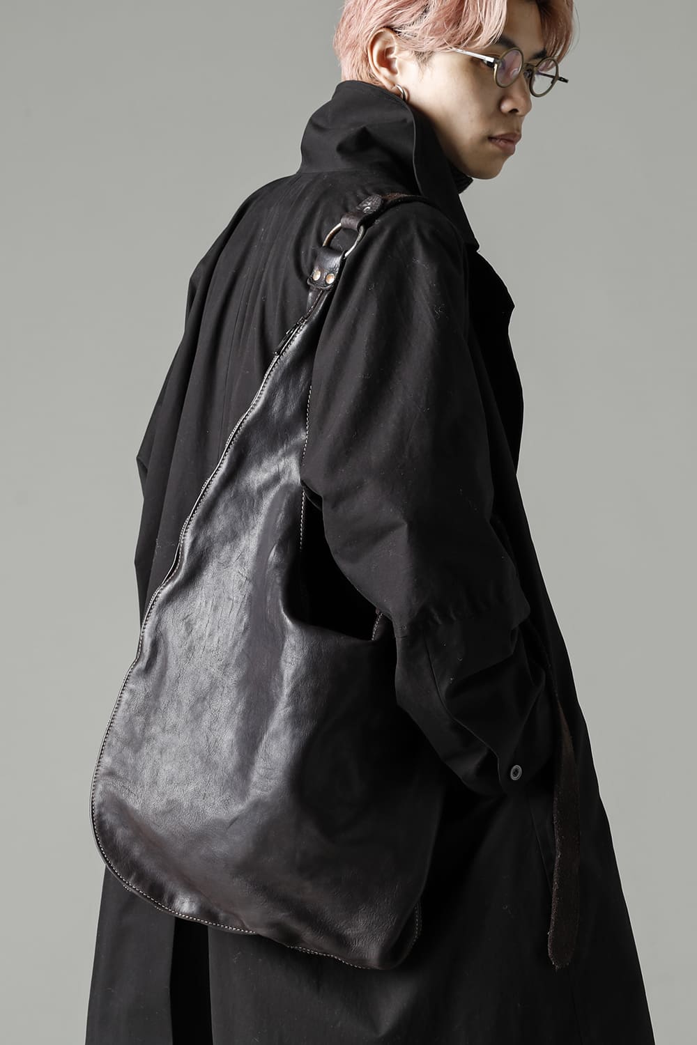 Round Zip Shoulder Bag Soft Horse Full Grain Leather-SZ01 CV60T