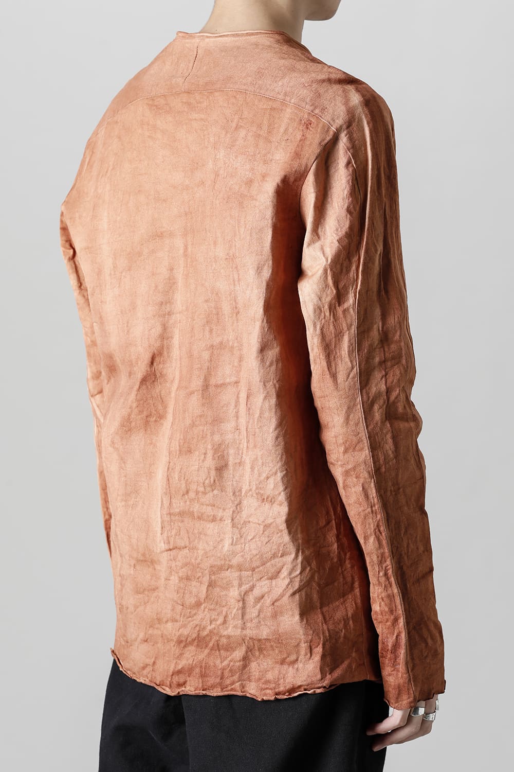 柿渋染め コットン ロング スリーブ T-シャツ