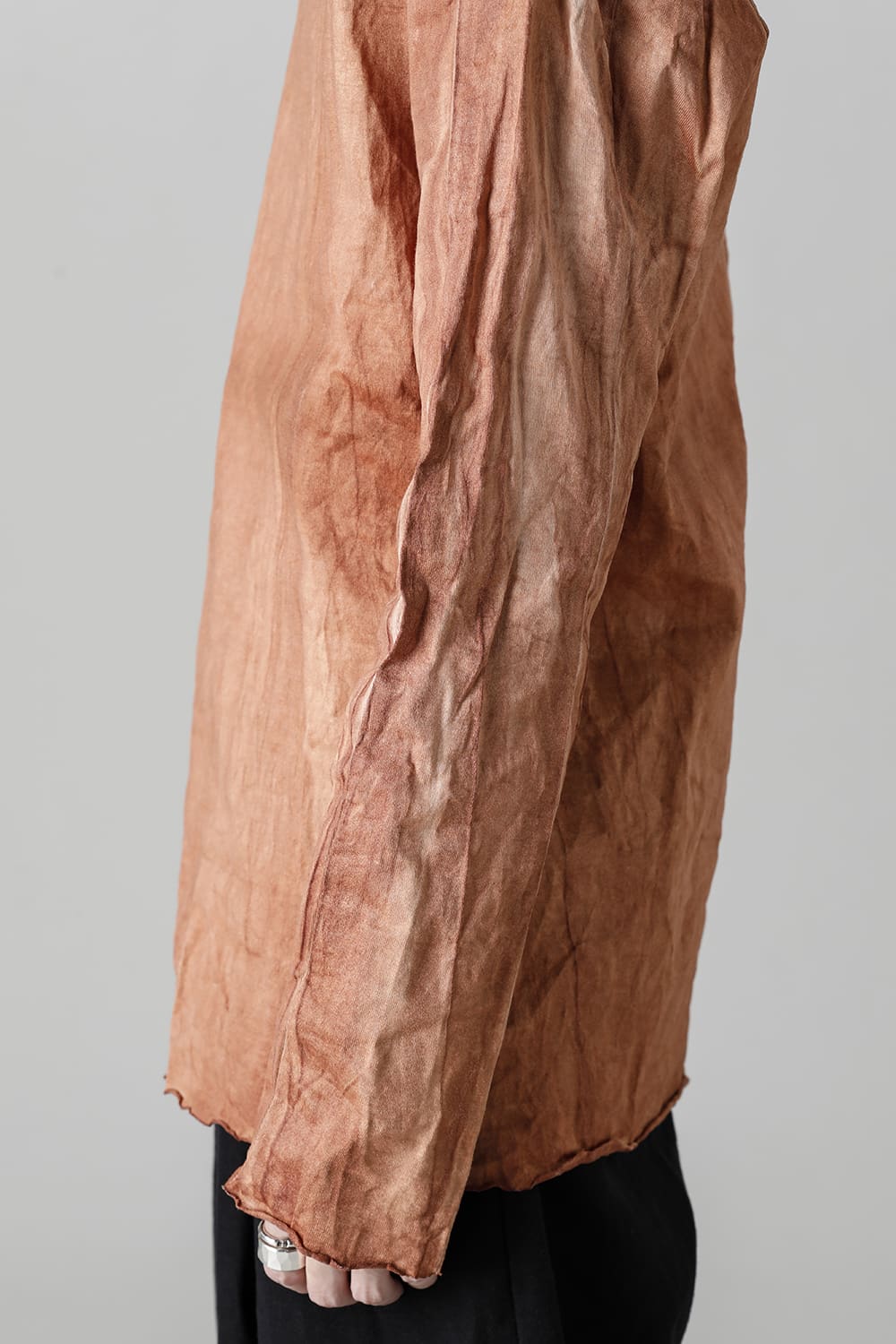 柿渋染め コットン ロング スリーブ T-シャツ