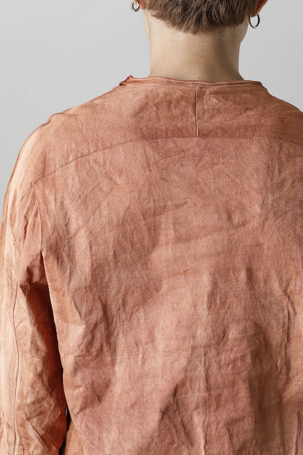 柿渋染め コットン ロング スリーブ T-シャツ