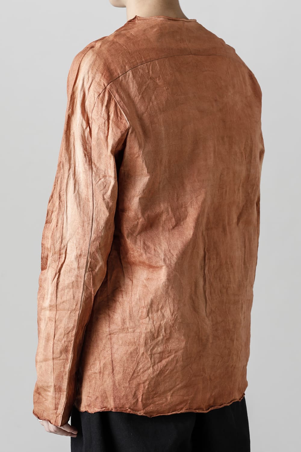 柿渋染め コットン ロング スリーブ T-シャツ