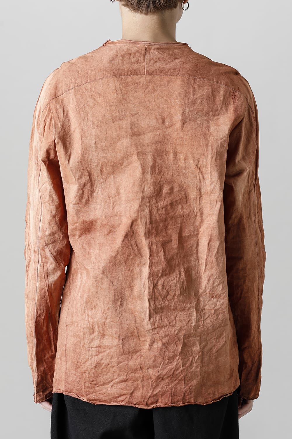 柿渋染め コットン ロング スリーブ T-シャツ