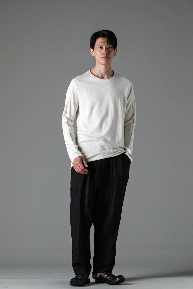 Micro Brushed Cotton Long Sleeve Cut & Sewn Off White