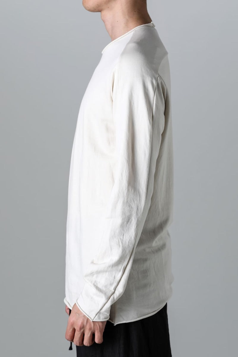 Micro Brushed Cotton Long Sleeve Cut & Sewn Off White