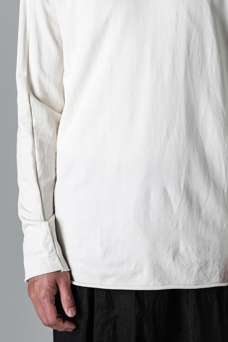 Micro Brushed Cotton Long Sleeve Cut & Sewn Off White