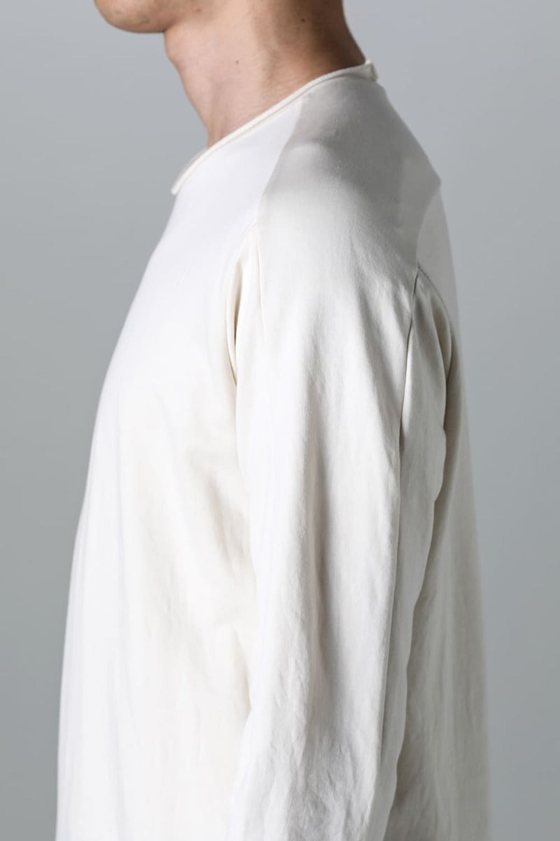 Micro Brushed Cotton Long Sleeve Cut & Sewn Off White