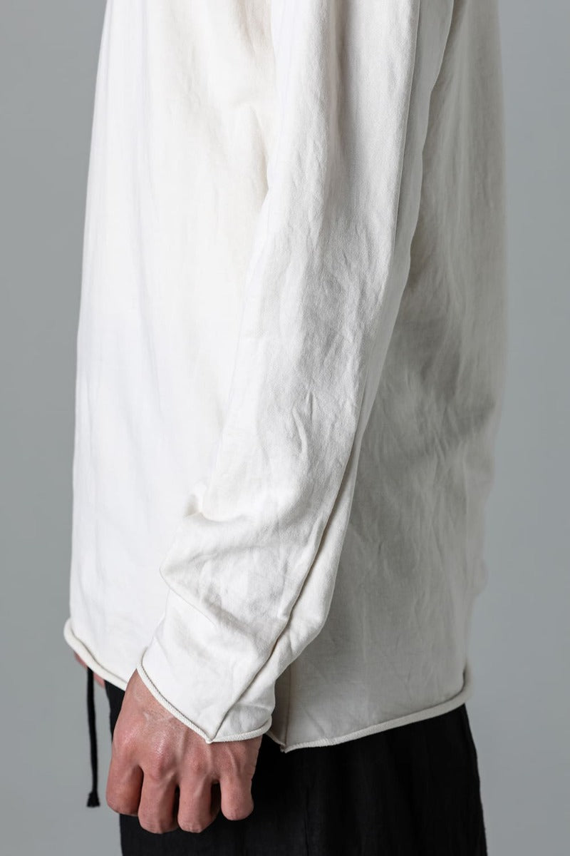 Micro Brushed Cotton Long Sleeve Cut & Sewn Off White