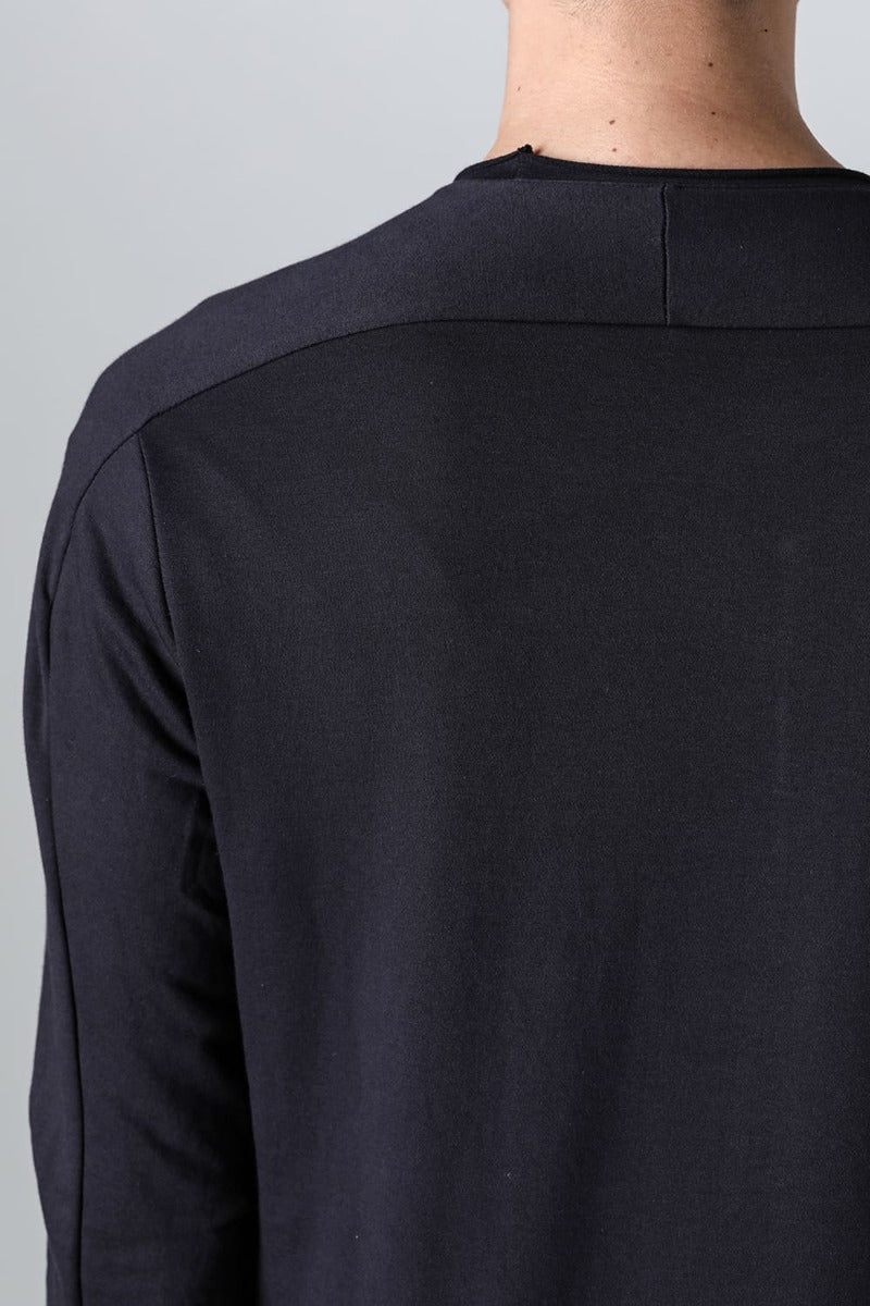 Micro Brushed Cotton Long Sleeve Cut & Sewn Black