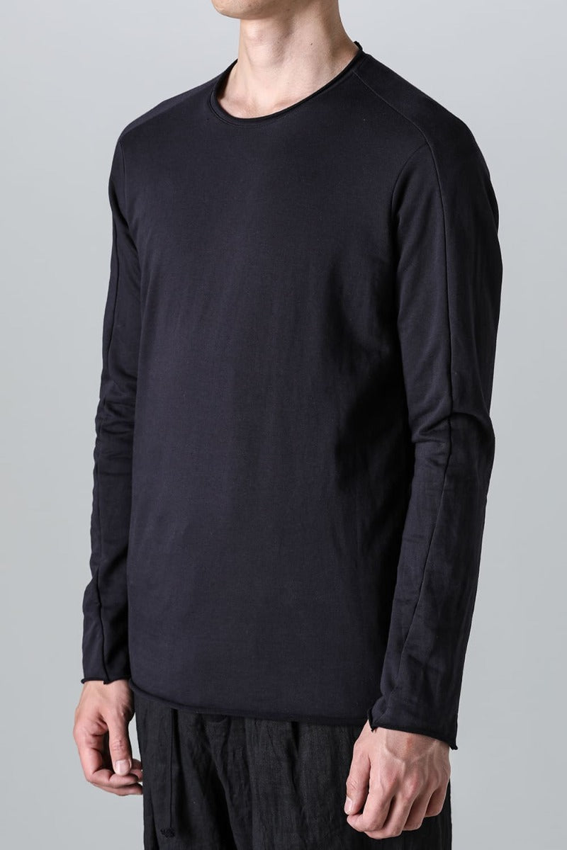 Micro Brushed Cotton Long Sleeve Cut & Sewn Black