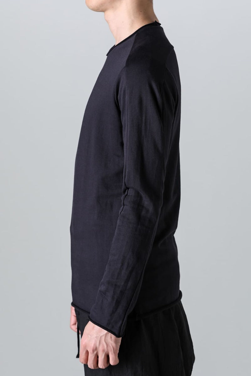 Micro Brushed Cotton Long Sleeve Cut & Sewn Black