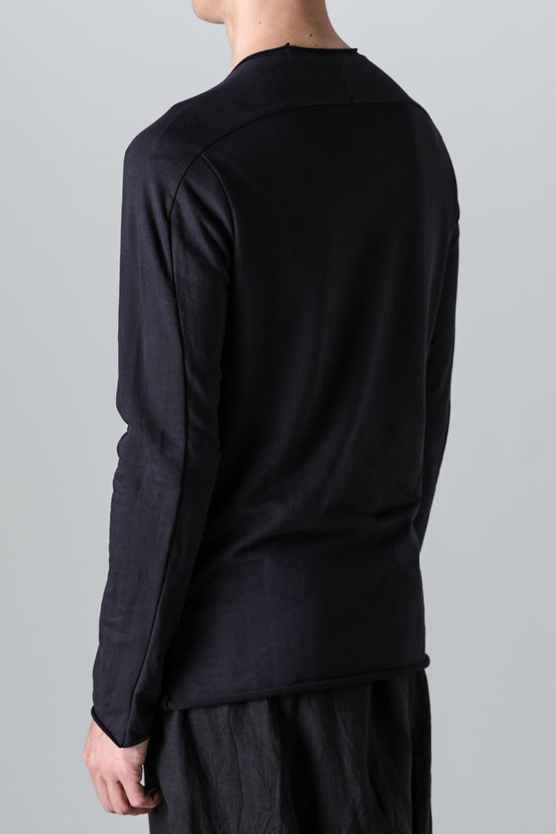 Micro Brushed Cotton Long Sleeve Cut & Sewn Black