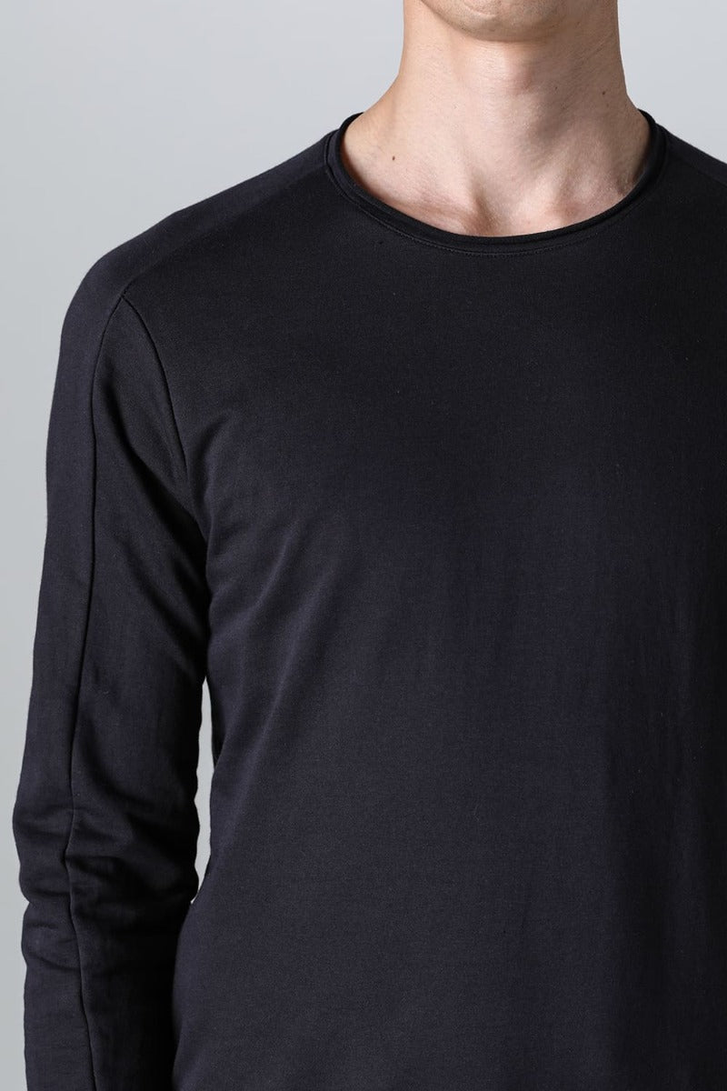 Micro Brushed Cotton Long Sleeve Cut & Sewn Black