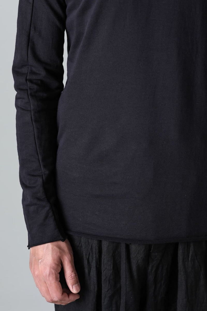 Micro Brushed Cotton Long Sleeve Cut & Sewn Black