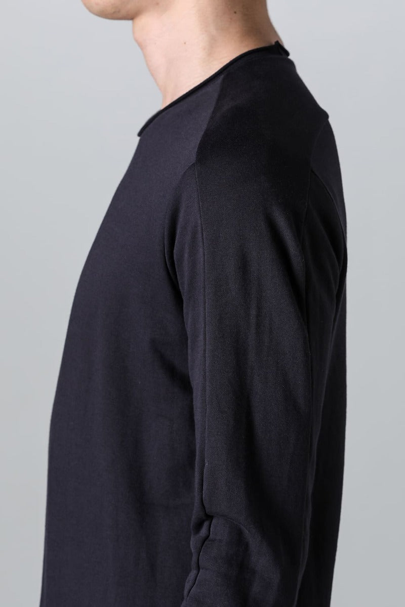 Micro Brushed Cotton Long Sleeve Cut & Sewn Black