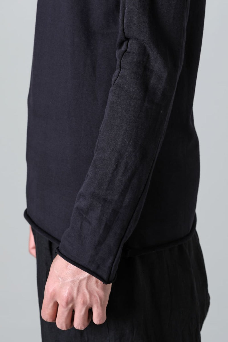 Micro Brushed Cotton Long Sleeve Cut & Sewn Black