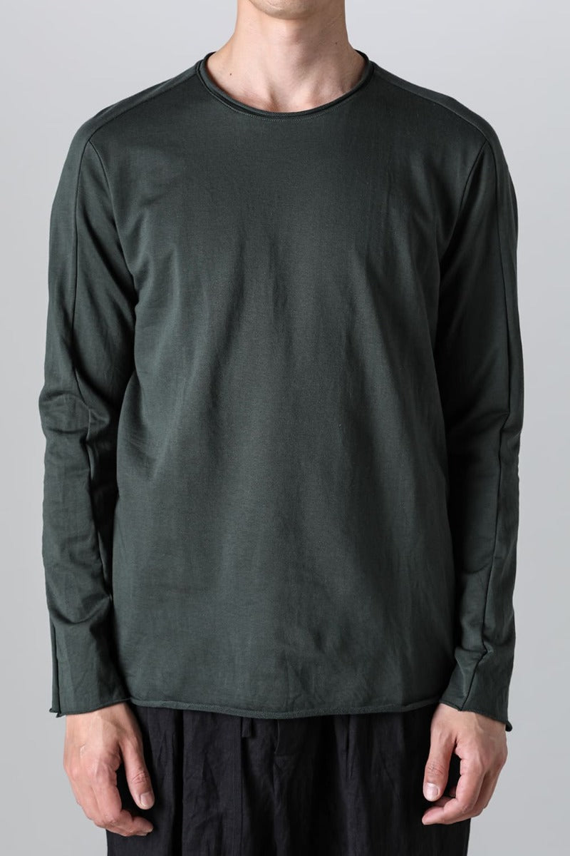 Micro Brushed Cotton Long Sleeve Cut & Sewn D. Green