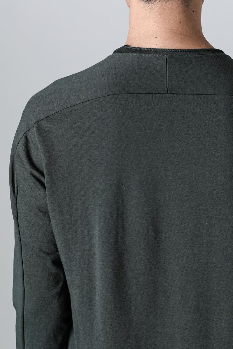 Micro Brushed Cotton Long Sleeve Cut & Sewn D. Green
