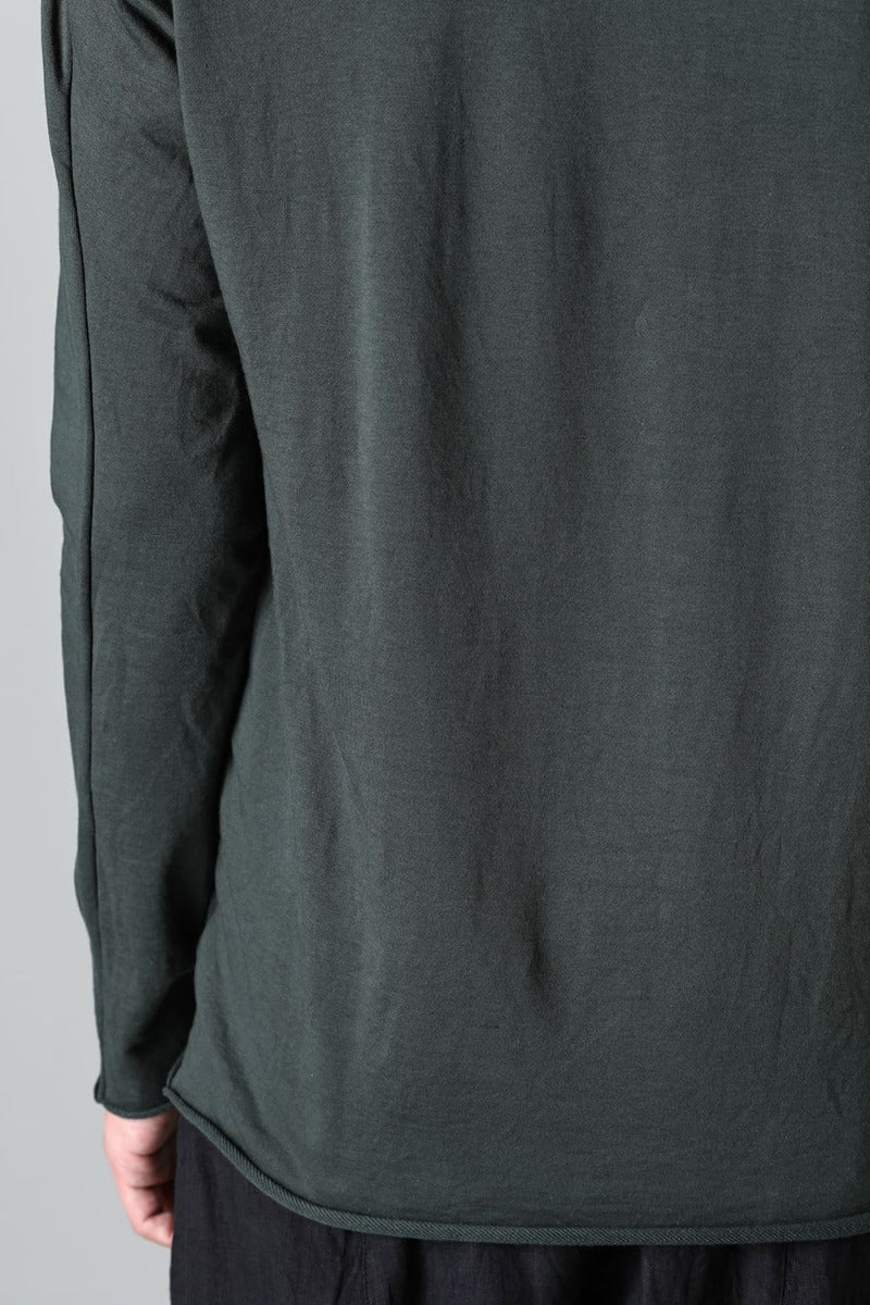 Micro Brushed Cotton Long Sleeve Cut & Sewn D. Green