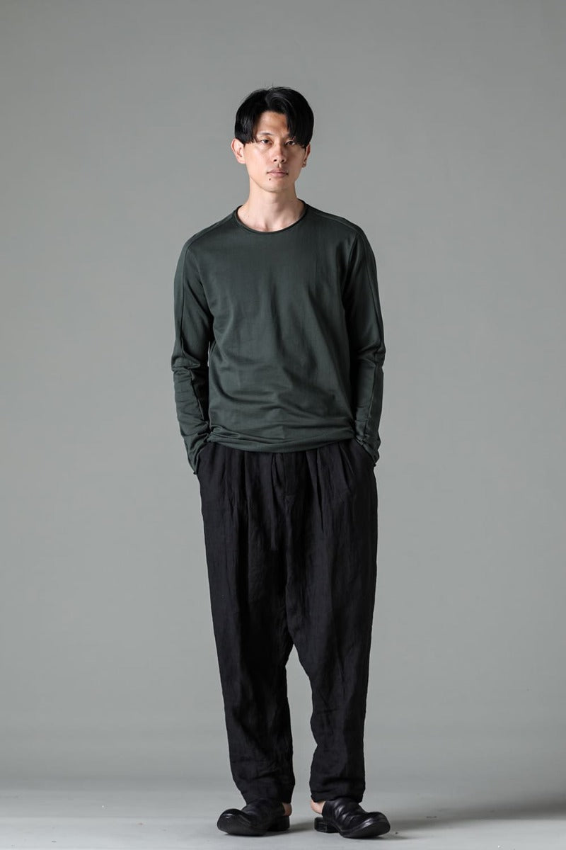 Micro Brushed Cotton Long Sleeve Cut & Sewn D. Green