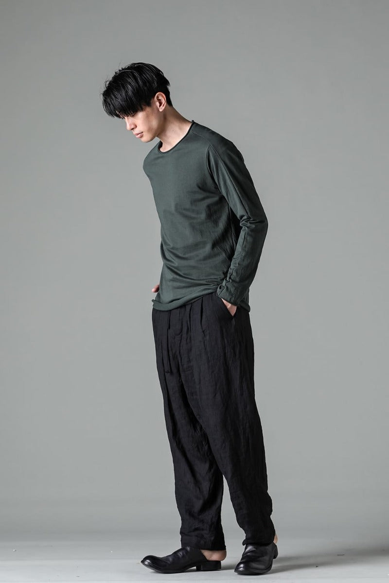 Micro Brushed Cotton Long Sleeve Cut & Sewn D. Green