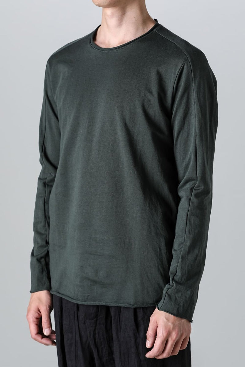 Micro Brushed Cotton Long Sleeve Cut & Sewn D. Green