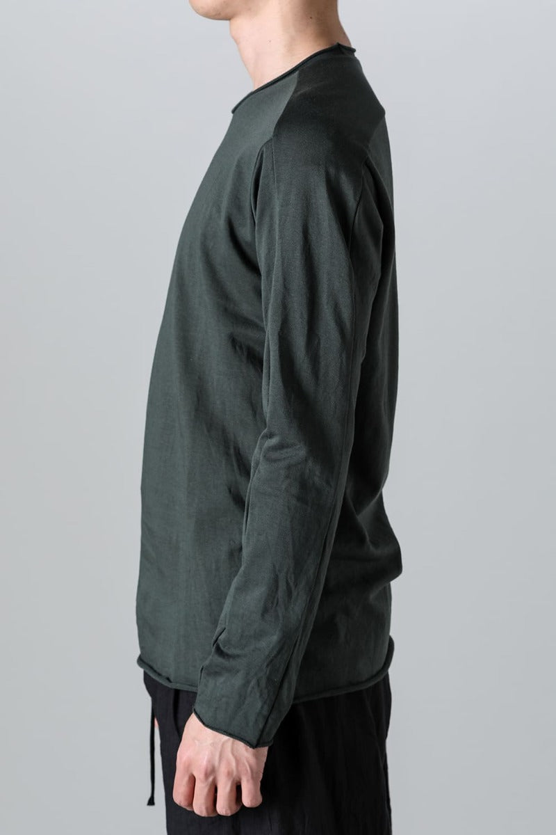 Micro Brushed Cotton Long Sleeve Cut & Sewn D. Green