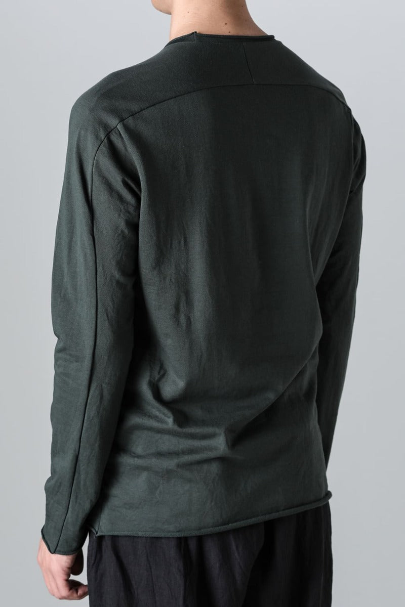 Micro Brushed Cotton Long Sleeve Cut & Sewn D. Green