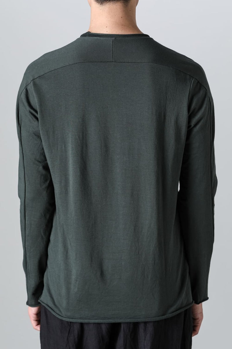 Micro Brushed Cotton Long Sleeve Cut & Sewn D. Green