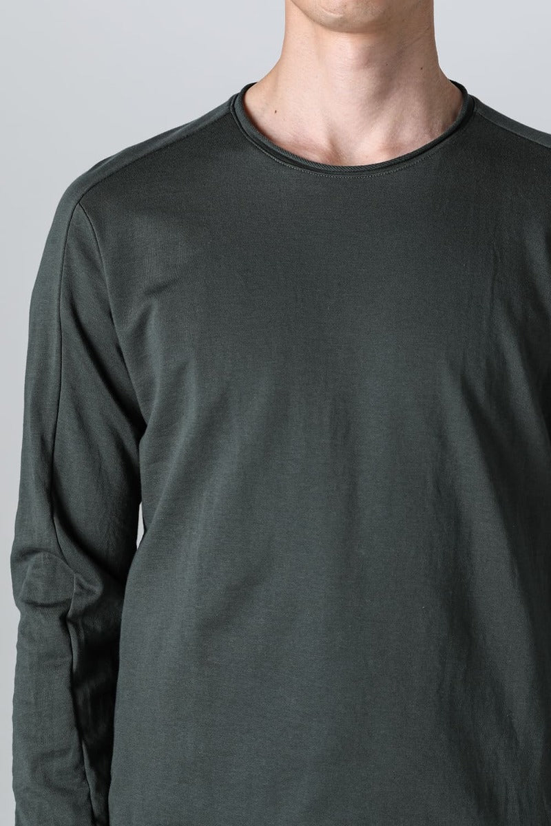 Micro Brushed Cotton Long Sleeve Cut & Sewn D. Green