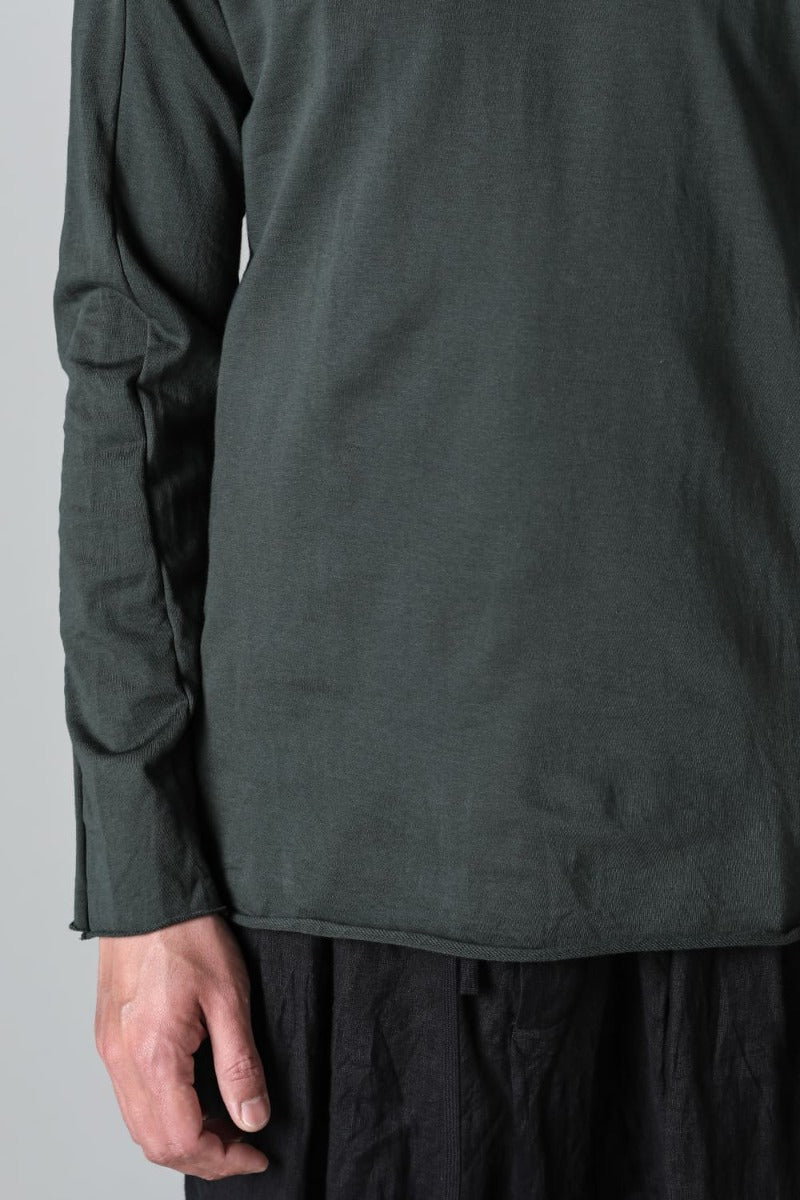 Micro Brushed Cotton Long Sleeve Cut & Sewn D. Green