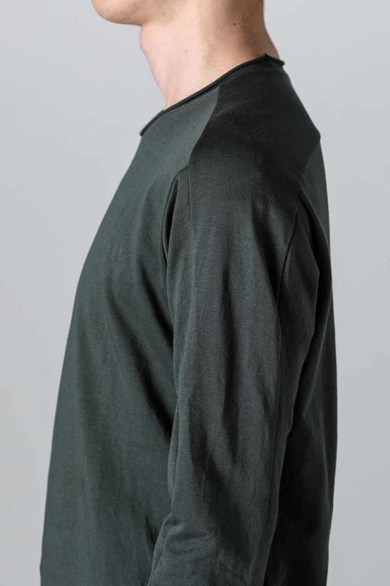 Micro Brushed Cotton Long Sleeve Cut & Sewn D. Green
