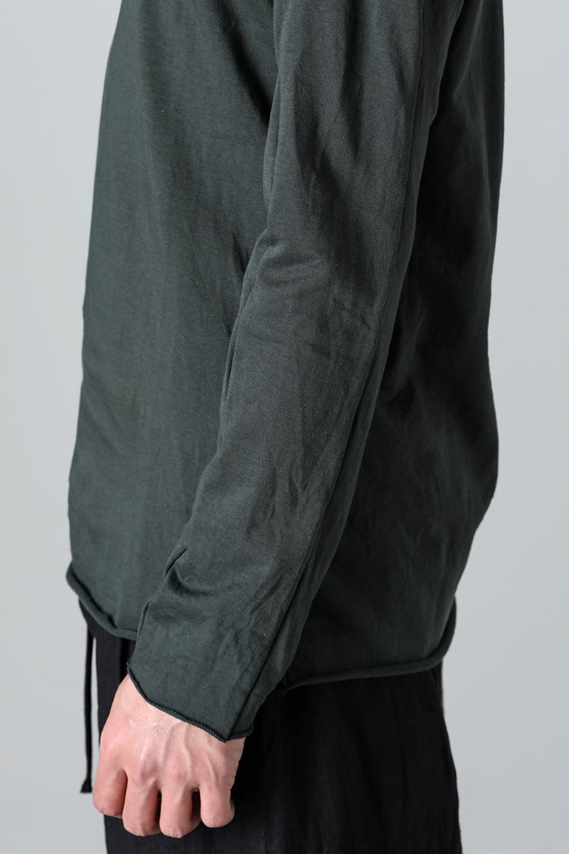 Micro Brushed Cotton Long Sleeve Cut & Sewn D. Green