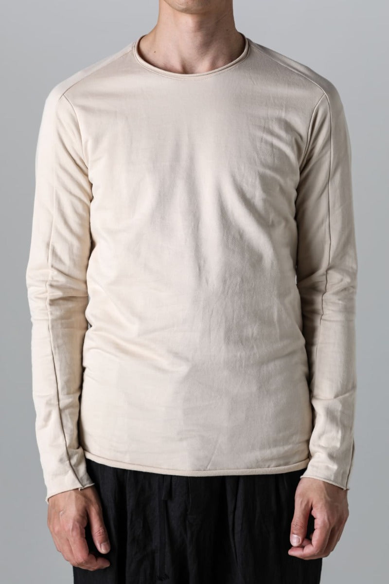 Micro Brushed Cotton Long Sleeve Cut & Sewn Beige