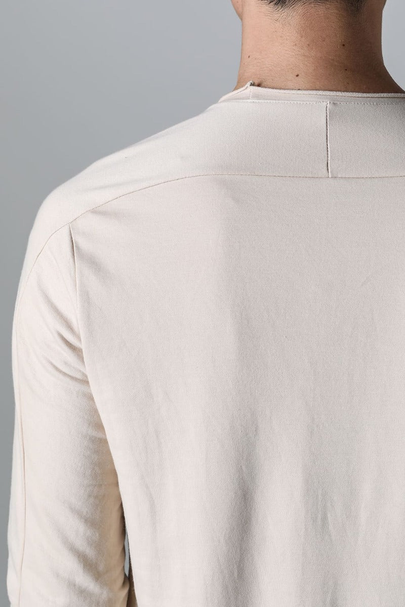 Micro Brushed Cotton Long Sleeve Cut & Sewn Beige