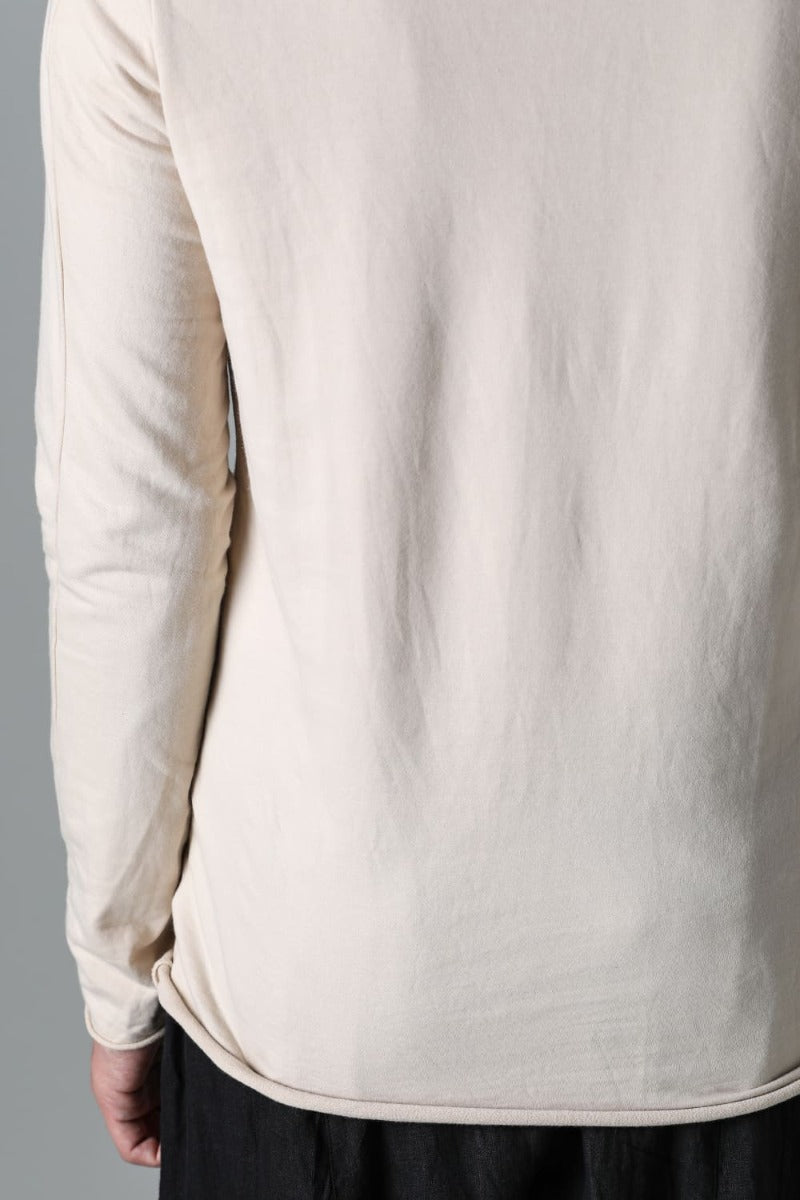 Micro Brushed Cotton Long Sleeve Cut & Sewn Beige