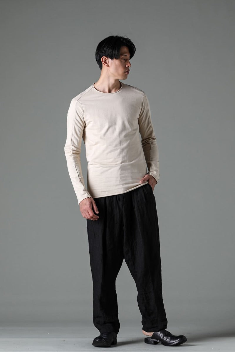 Micro Brushed Cotton Long Sleeve Cut & Sewn Beige