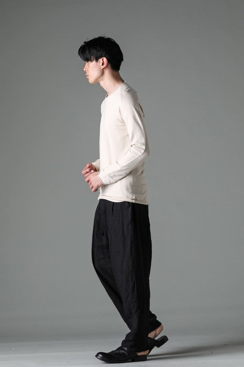 Micro Brushed Cotton Long Sleeve Cut & Sewn Beige