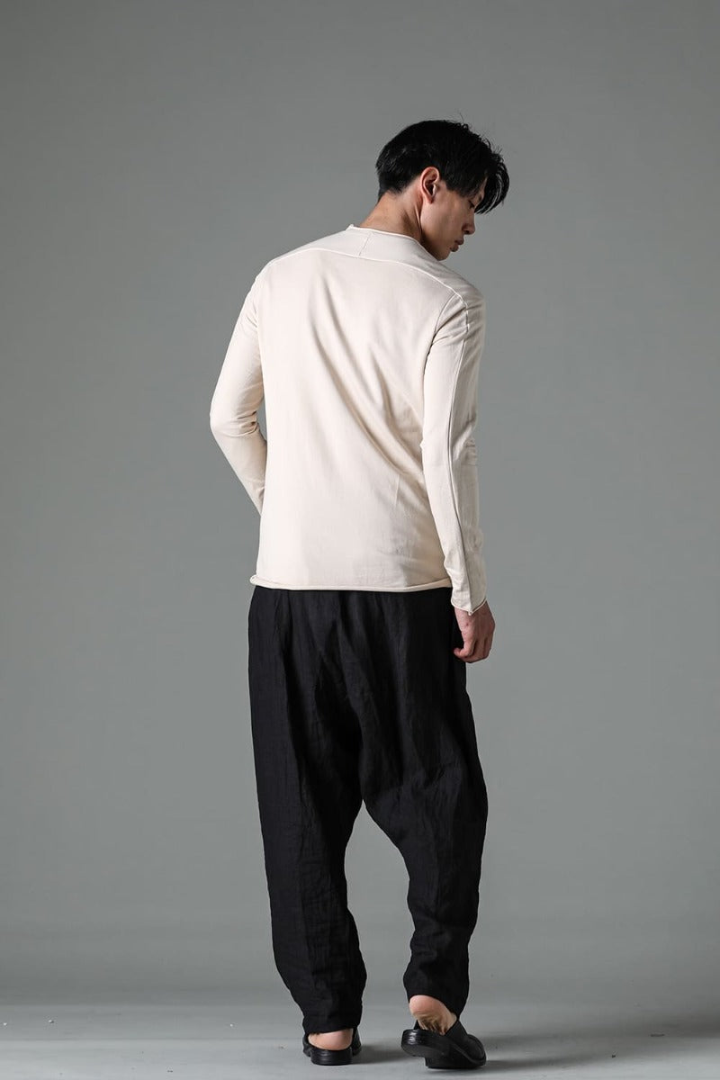Micro Brushed Cotton Long Sleeve Cut & Sewn Beige