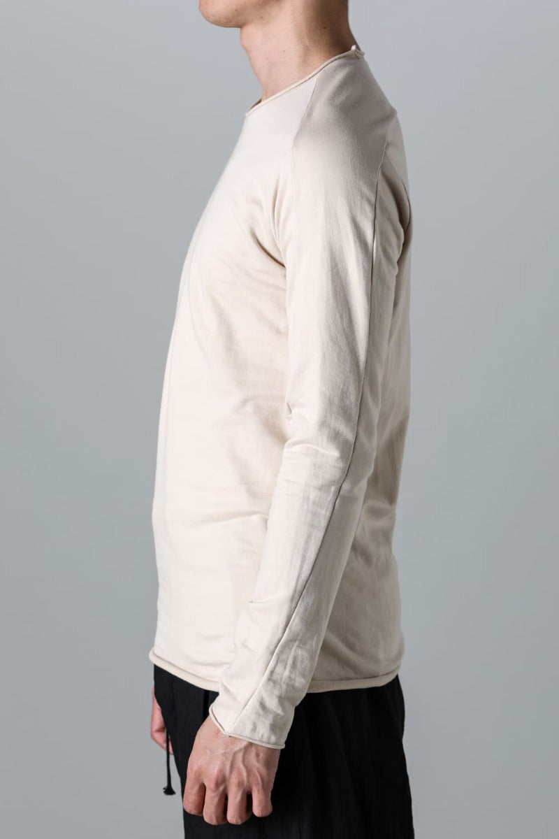 Micro Brushed Cotton Long Sleeve Cut & Sewn Beige