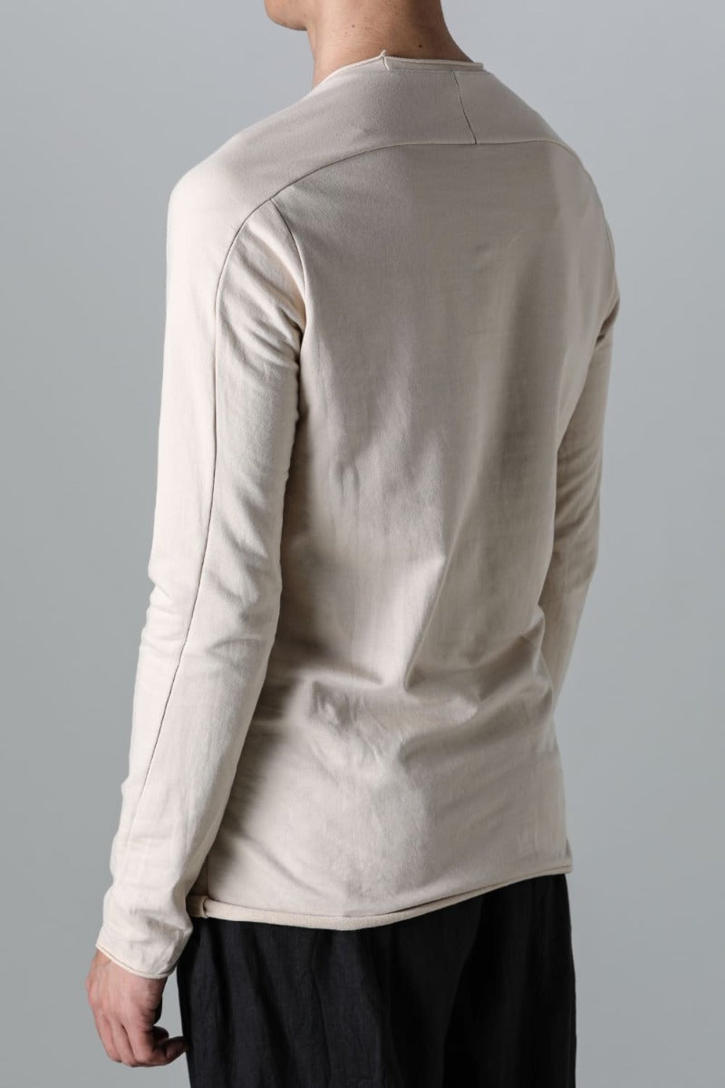 Micro Brushed Cotton Long Sleeve Cut & Sewn Beige