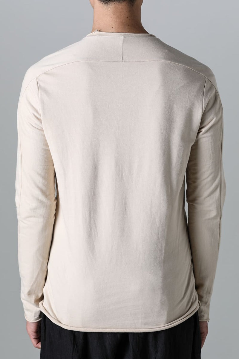 Micro Brushed Cotton Long Sleeve Cut & Sewn Beige