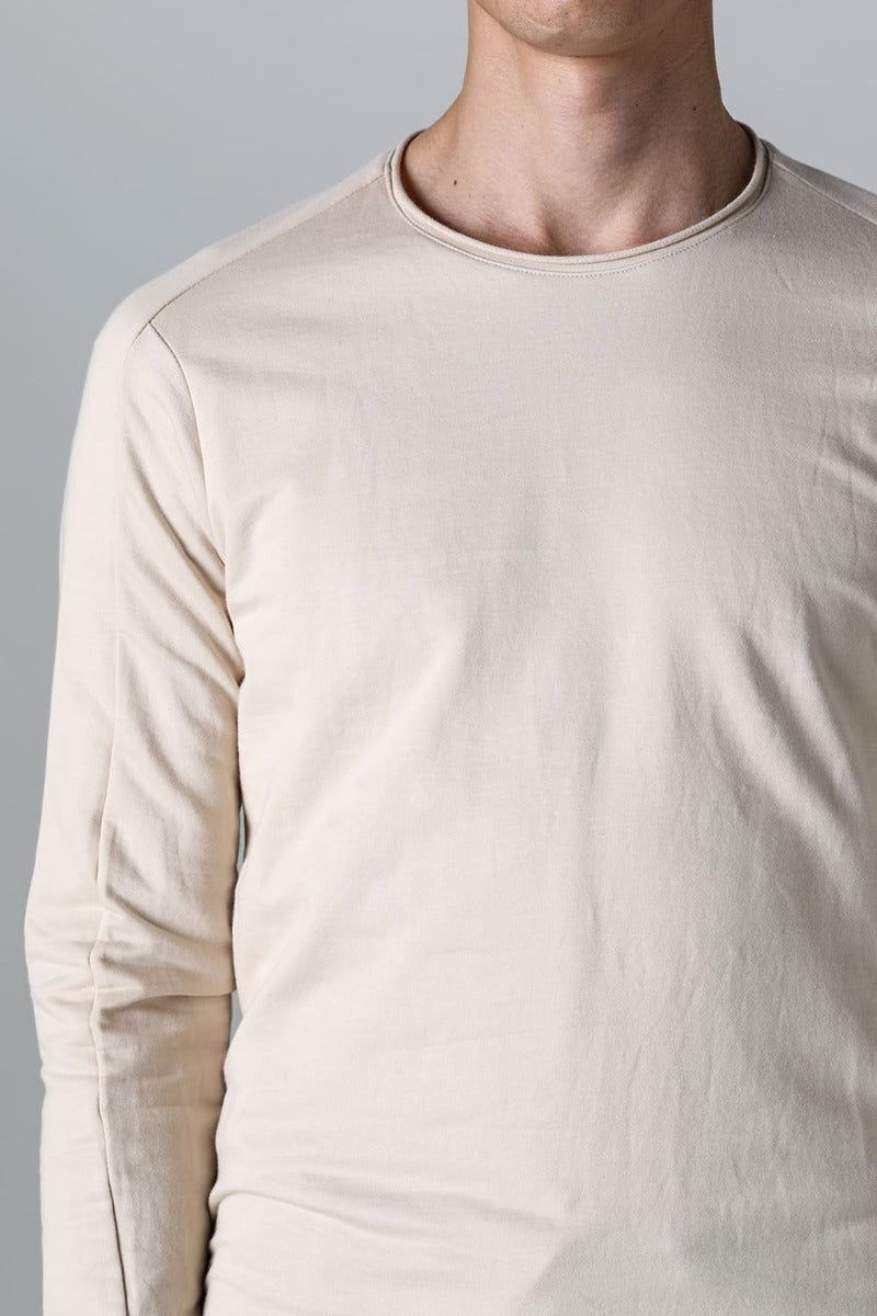 Micro Brushed Cotton Long Sleeve Cut & Sewn Beige