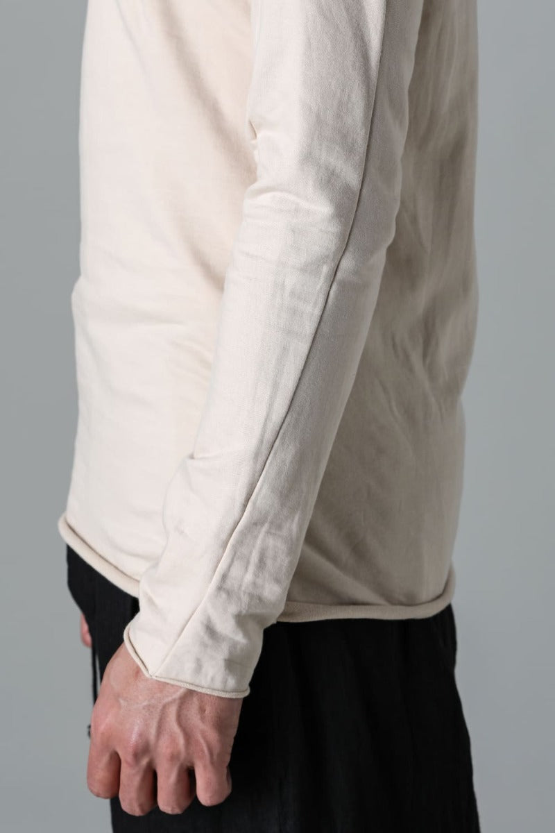 Micro Brushed Cotton Long Sleeve Cut & Sewn Beige