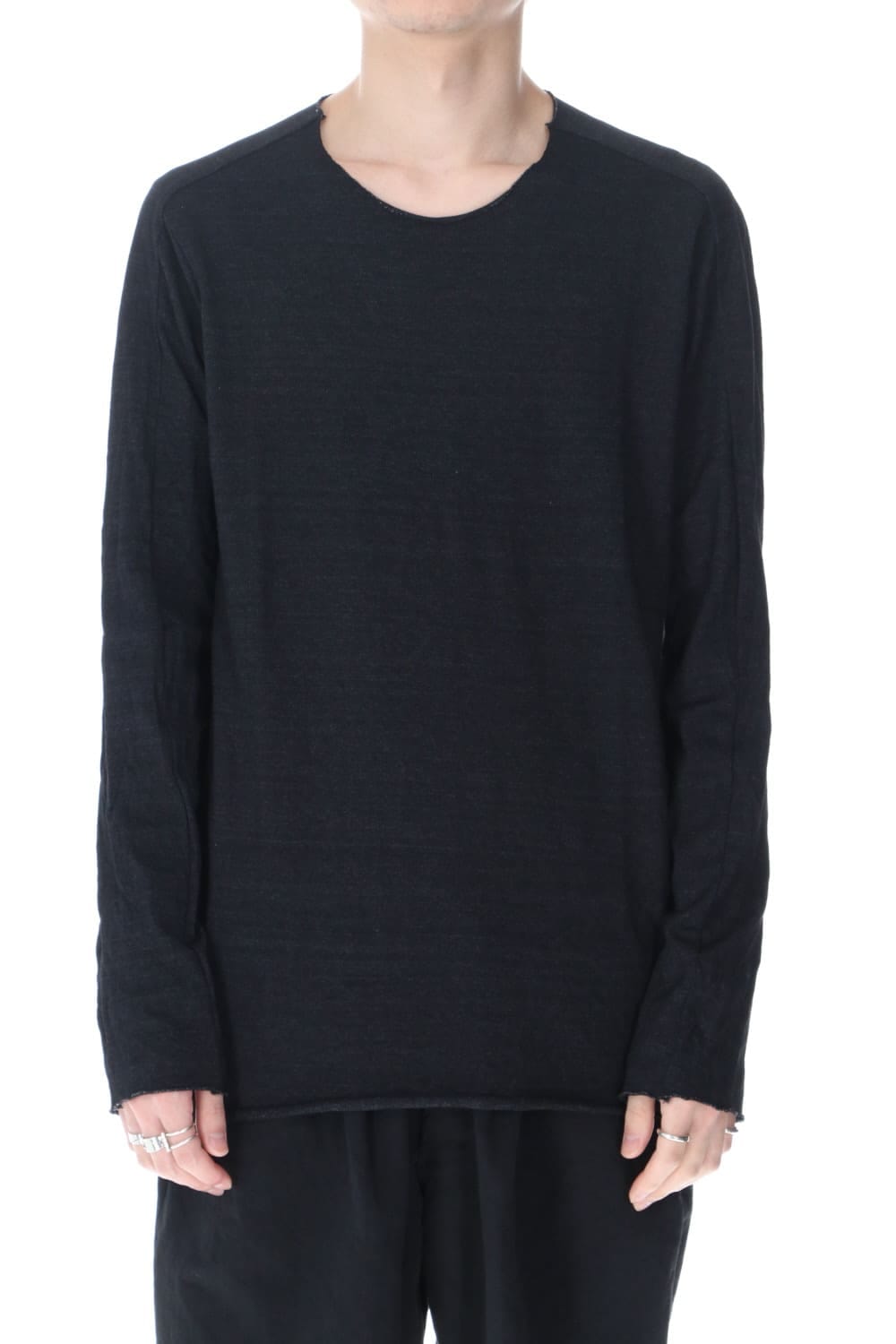 ライトウェイト コットン ジャージー ロング スリーブ カットソー インディゴ ブラック