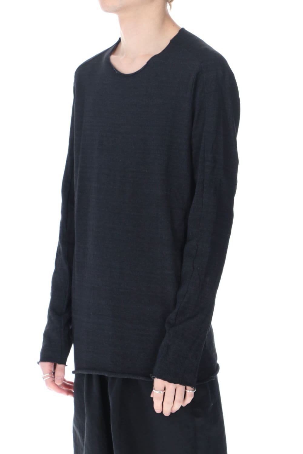 ライトウェイト コットン ジャージー ロング スリーブ カットソー インディゴ ブラック