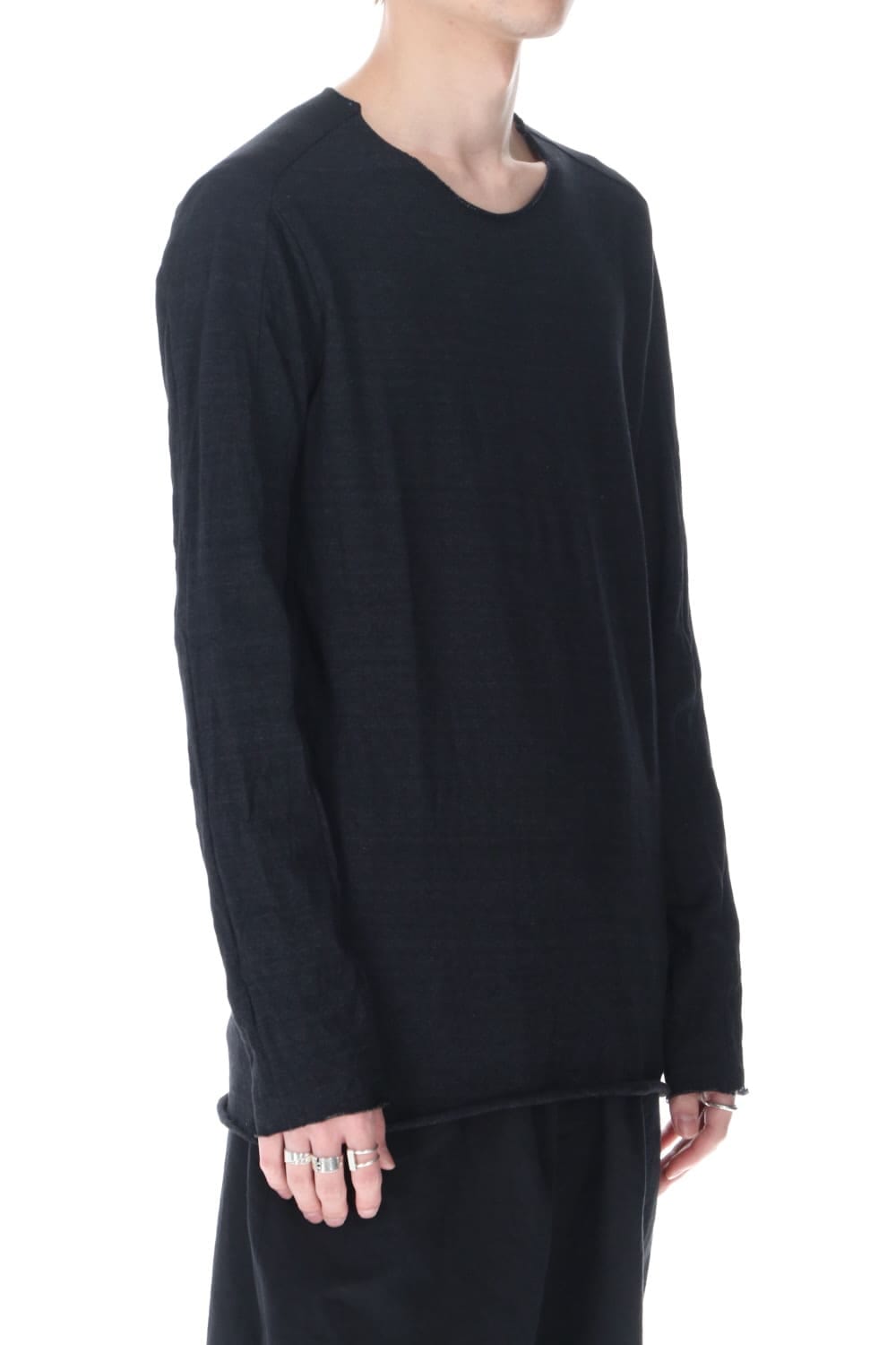 ライトウェイト コットン ジャージー ロング スリーブ カットソー インディゴ ブラック