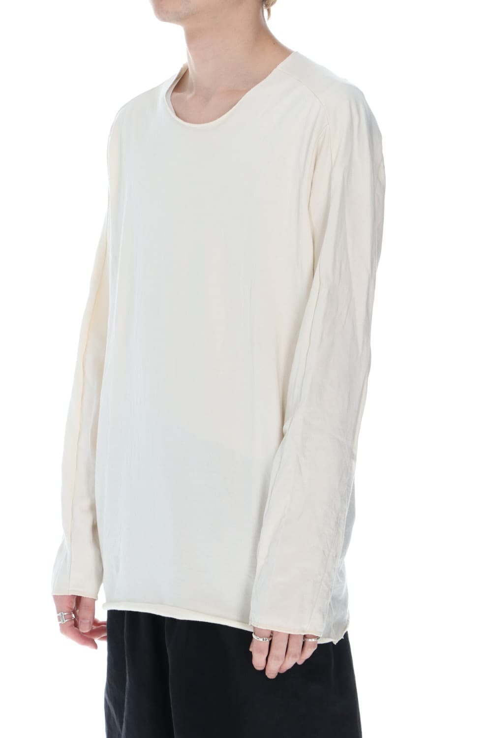 Micro Pile Cotton Long Sleeve T-Shirts Beige